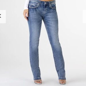 Miss Me Rhinestone Straight Leg Jeans -  Capri - Size 22 Waist